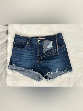 Women’s Blue Levi Dark Wash Denim Cutoff Shorts - size